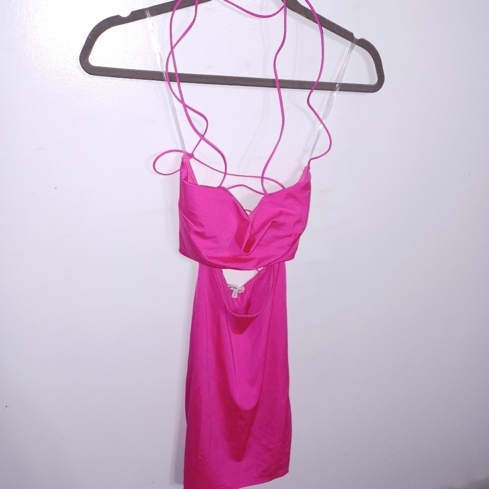 Charlotte Russe Hot Pink Strappy Cutout Mini Dress
